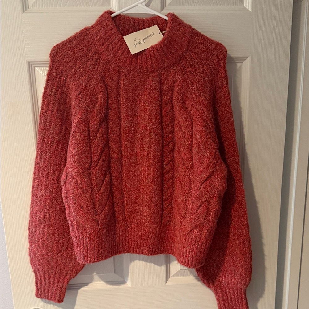 Cozy Red Cable Knit Sweater